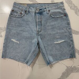 Women's Light Blue Distressed Jean Shorts